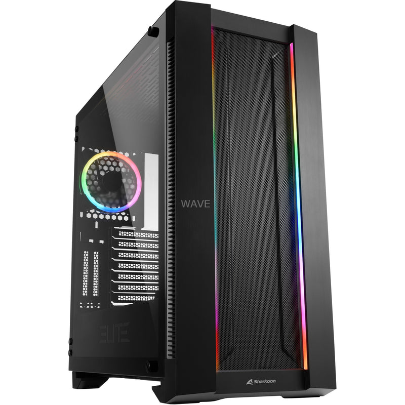 Afbeelding laden in galerijviewer, Sharkoon elite shark ca200m big tower behuizing (zwart | 4x usb-a | tempered glass)