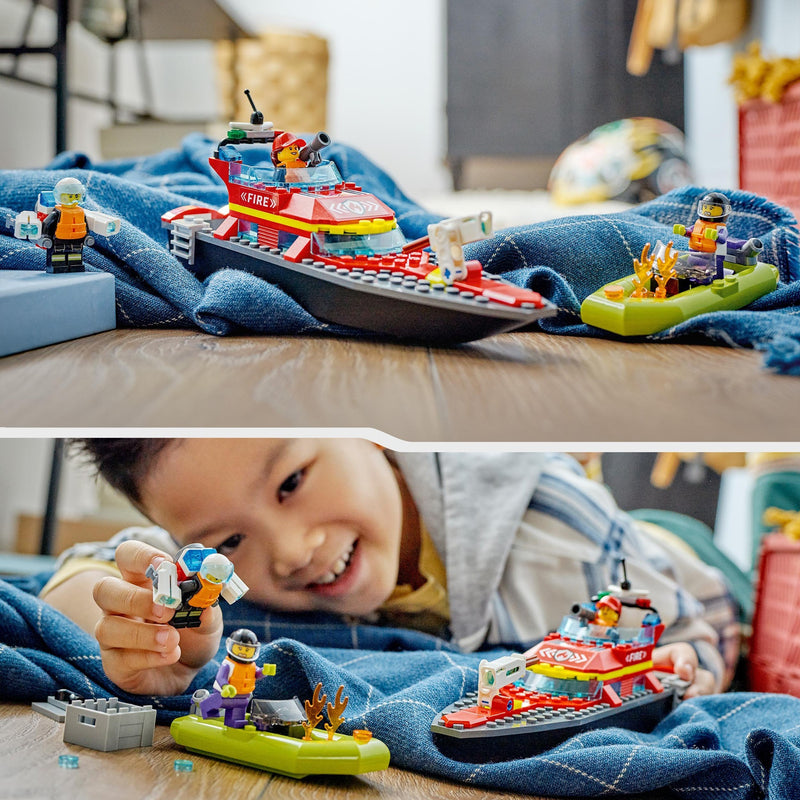Afbeelding laden in galerijviewer, Lego city reddingsboot brand speelgoed voor kinderen - 60373