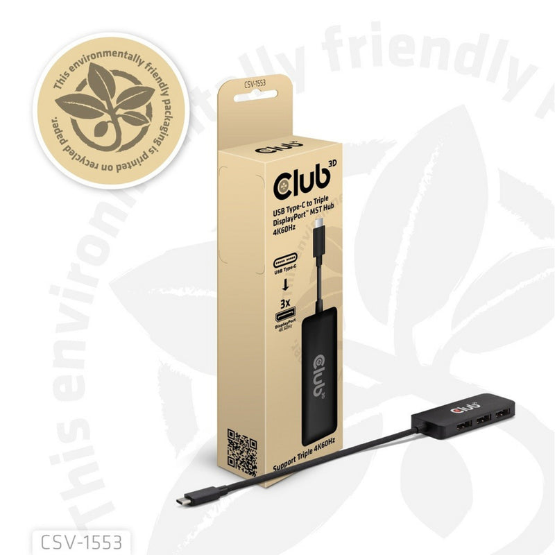 Afbeelding laden in galerijviewer, Club 3d usb-c naar 3x displayport hub (zwart)
