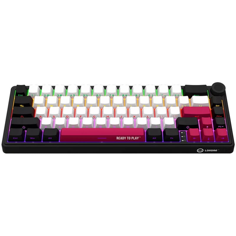 Afbeelding laden in galerijviewer, Lorgar kbp70mw rgb mechanisch gaming toetsenbord (zwart, us lay-out (qwerty), logar toxic purple, 65%, rgb, hot-swappable, pbt double-shot, bluetooth | 2.4ghz | usb)