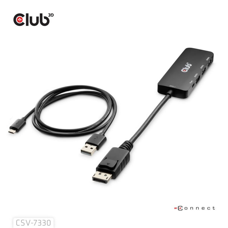 Afbeelding laden in galerijviewer, Club 3d displayport naar triple hdmi 8k60hz hub (zwart)