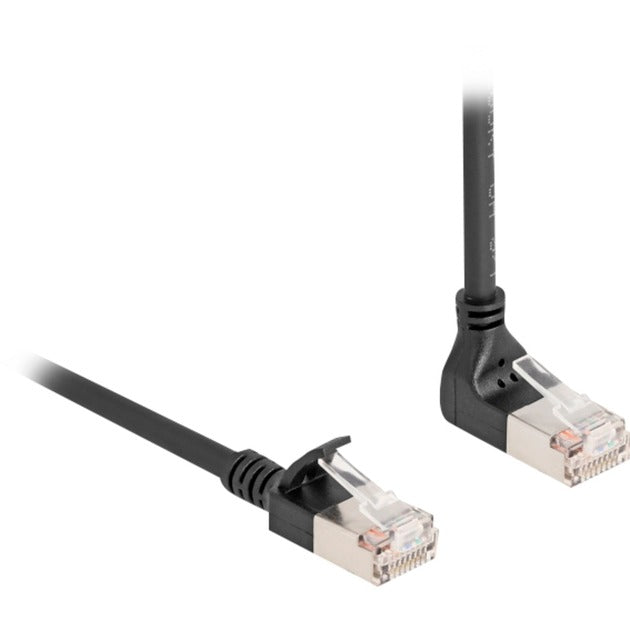 Afbeelding laden in galerijviewer, Delock rj45 network cable cat.6a s ftp slim 90° upwards angled straight 3 m kabel (zwart)