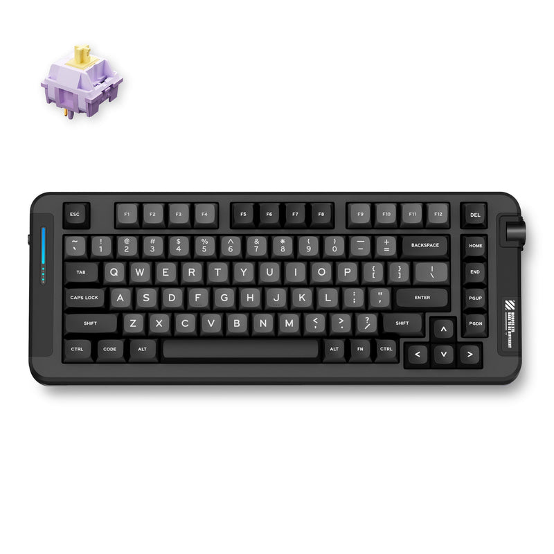 Afbeelding laden in galerijviewer, Mchose x75 black hyacinth wireless gasket mount mechanical rgb toetsenbord (zwart, us lay-out (qwerty), ktt hyacinth, 75%, rgb, hot swap, double-shot pbt, draadloos | bluetooth | usb-c)