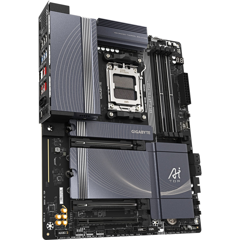 Afbeelding laden in galerijviewer, Gigabyte b850 ai top socket am5 moederbord (zwart grijs, raid, 2x 10 gb-lan, wi-fi 7, bt, sound, atx)