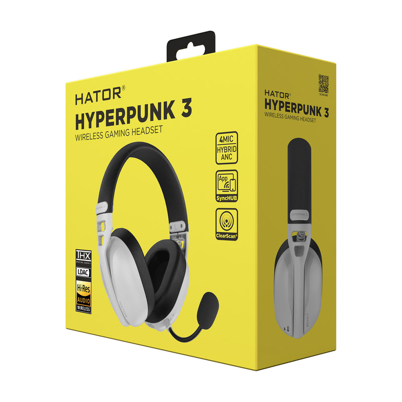 Afbeelding laden in galerijviewer, Hator hyperpunk 3 wireless over-ear gaming headset (wit, 2.4ghz bluetooth 5.4 usb-c)