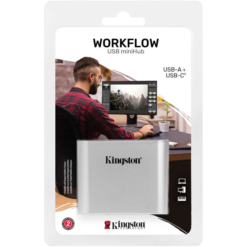 Afbeelding laden in galerijviewer, Kingston workflow usb minihub dockingstation (zilver zwart, usb-c, usb-a)