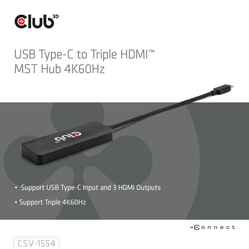 Afbeelding laden in galerijviewer, Club 3d usb-c naar 3x hdmi hub (zwart)