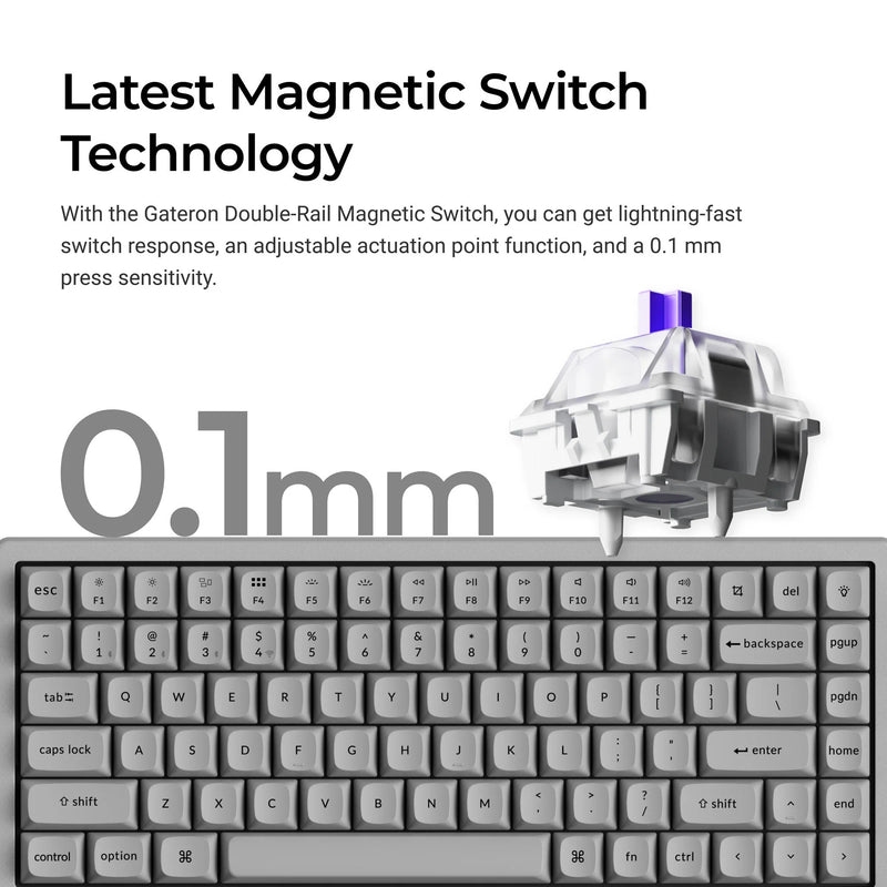 Afbeelding laden in galerijviewer, Keychron k2 he-f1c concrete edition rgb mechanisch toetsenbord (zwart, us lay-out (qwerty), gateron double-rail magnetic nebula, 75%, rgb leds, osa double-shot pbt, hot swap, 2.4ghz | bluetooth 5.2 | usb-c)