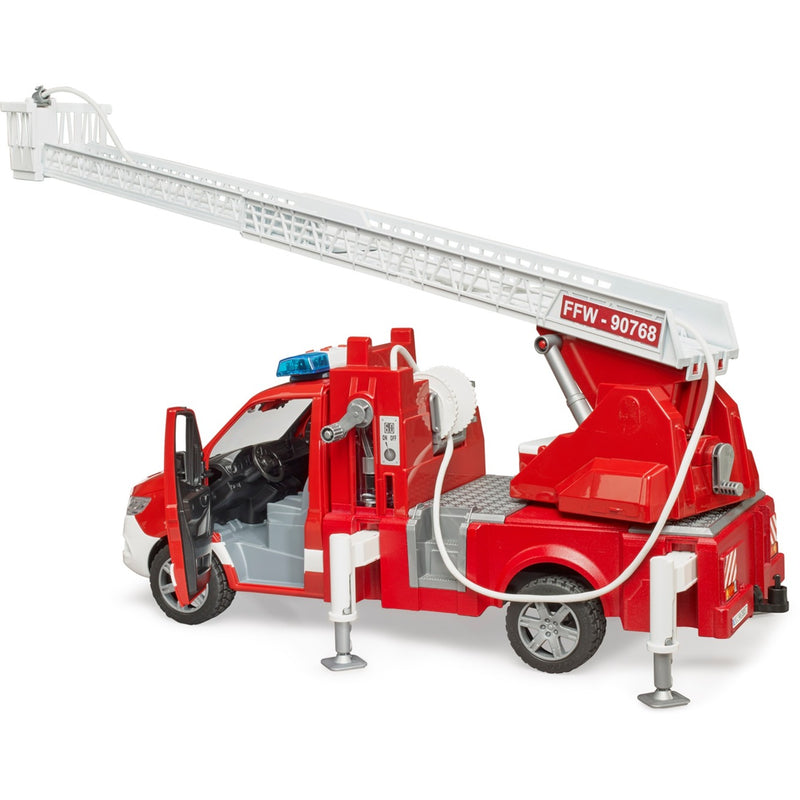 Afbeelding laden in galerijviewer, Bruder mb sprinter brandweerwagen met licht en geluid modelvoertuig (02673)