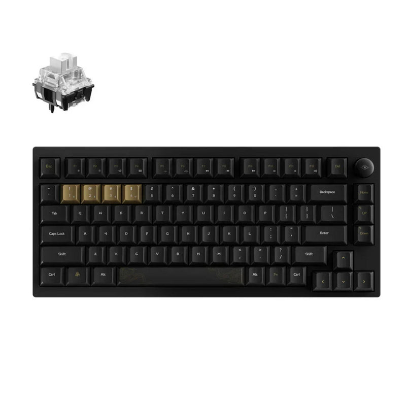 Afbeelding laden in galerijviewer, Keychron black myth wukong wireless mechanical keyboard standard edition (zwart, us lay-out (qwerty), ttc bluish white, 75%, rgb leds, non-shine-through pbt, hot swap, usb-c | 2.4 ghz | bluetooth 5.1)