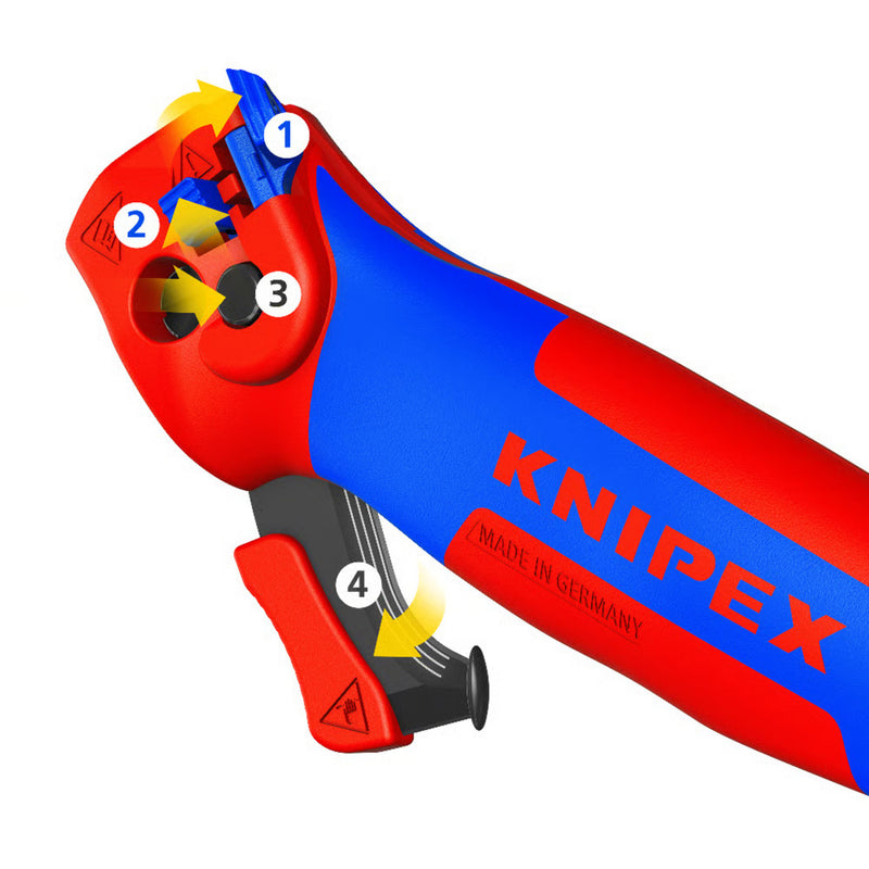 Afbeelding laden in galerijviewer, Knipex kabelmes, met glijschoen (rood blauw)