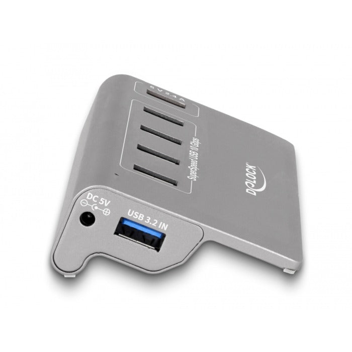 Afbeelding laden in galerijviewer, Delock usb-hub 10 gbps met 4 usb-a + 1 quick charge poort (grijs, incl. voeding)