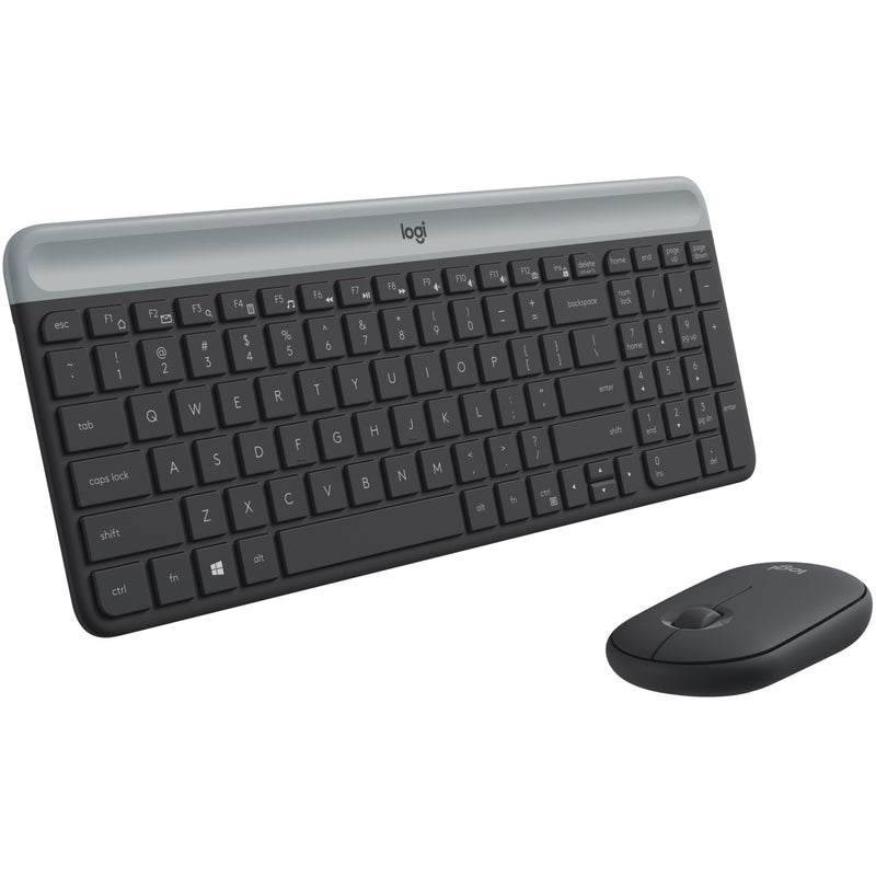 Afbeelding laden in galerijviewer, Logitech mk470 slim draadloze desktopset (zwart, us-international lay-out (qwerty), scissor switches, 100%, 1000 dpi)