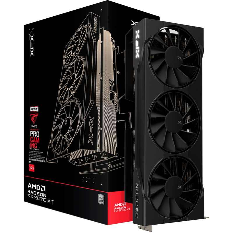 Afbeelding laden in galerijviewer, Xfx radeon rx 9070 xt swift grafische kaart (zwart, rdna4, gddr6, 3x displayport, 1x hdmi 2.1)