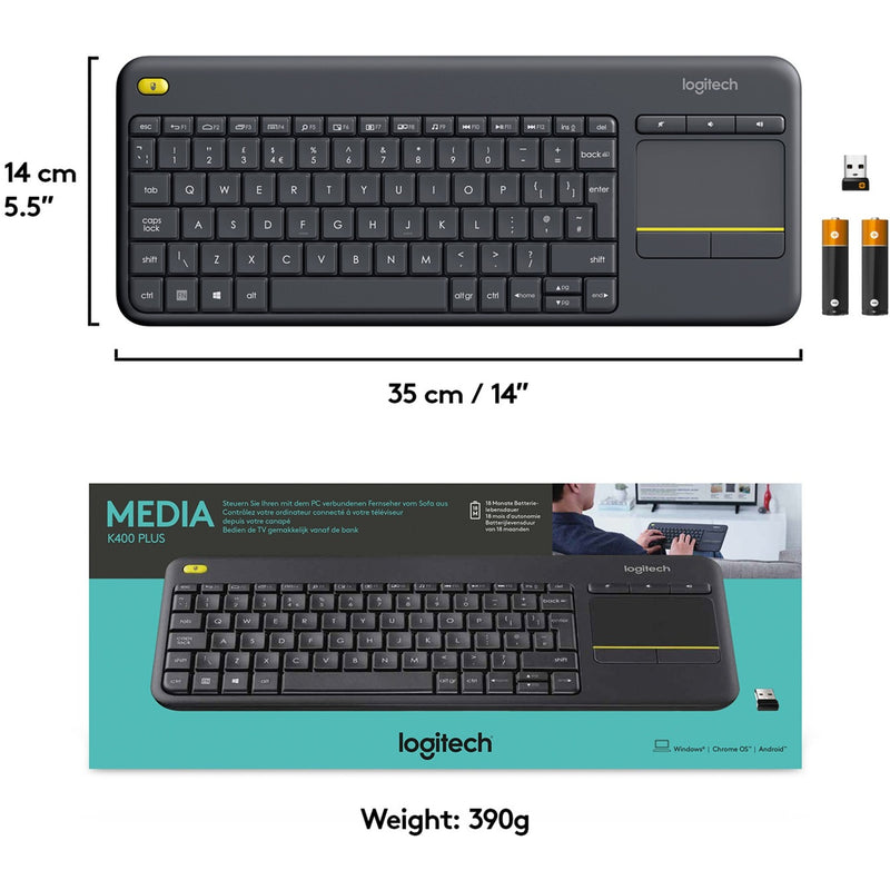 Afbeelding laden in galerijviewer, Logitech k400 plus toetsenbord (antraciet, eu lay-out (qwerty))