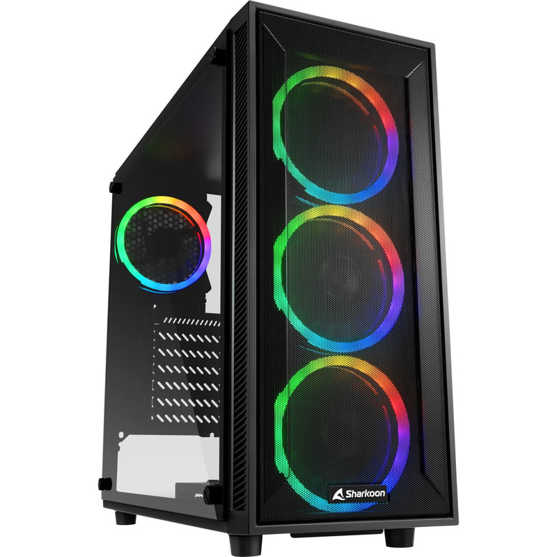 Afbeelding laden in galerijviewer, Sharkoon tg4m rgb midi tower behuizing (zwart | 2x usb-a | rgb | tempered glass)