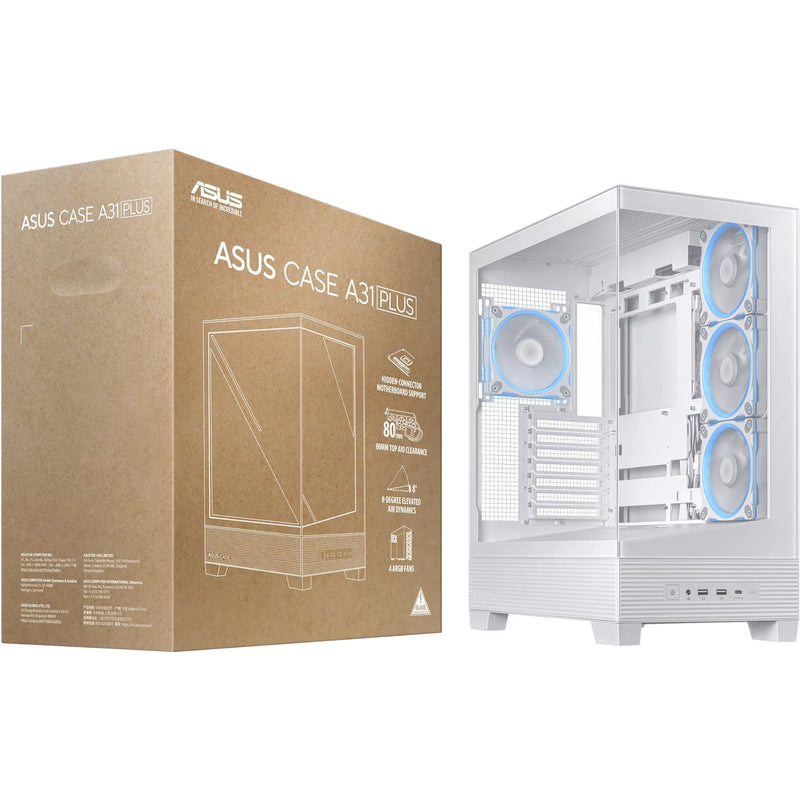 Afbeelding laden in galerijviewer, Asus a31 plus midi tower behuizing (wit | 2x usb-a | 2x usb-c | tempered glass)