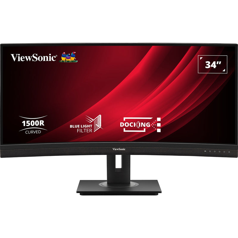 Afbeelding laden in galerijviewer, Viewsonic uwqhd curved docking monitor vg3456c 34 ultrawide (zwart (mat), 2x hdmi, 1x displayport, usb-a, usb-b, usb-c, lan, audio)
