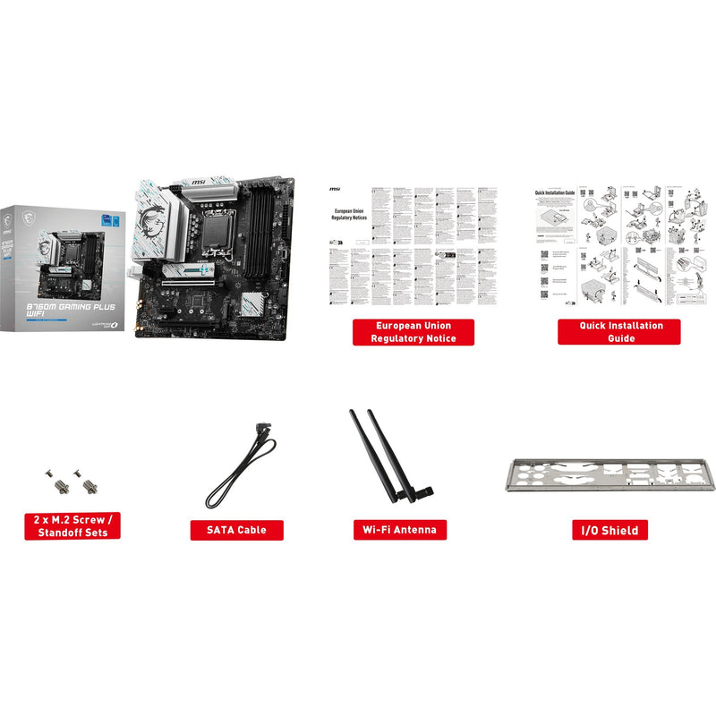 Afbeelding laden in galerijviewer, Msi b760m gaming plus wifi socket 1700 moederbord (zwart zilver, raid, 2.5 gb-lan, wi-fi 6e, bt, sound, µatx)