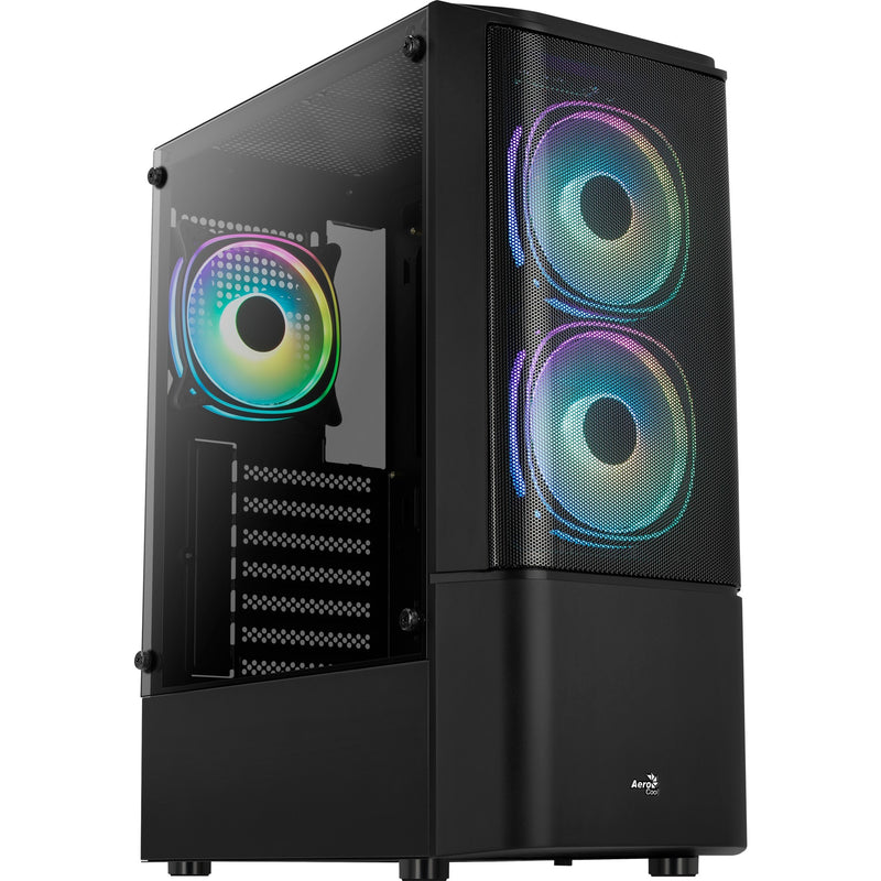 Afbeelding laden in galerijviewer, Aerocool quantum mesh v3 midi tower behuizing (zwart grijs | 3x usb-a | rgb | window)