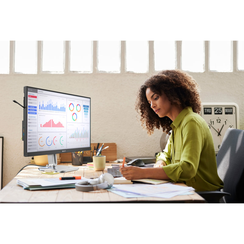 Afbeelding laden in galerijviewer, Philips 27b2g5601 27 monitor (zilver zwart, hdmi, displayport, usb, lan, audio)