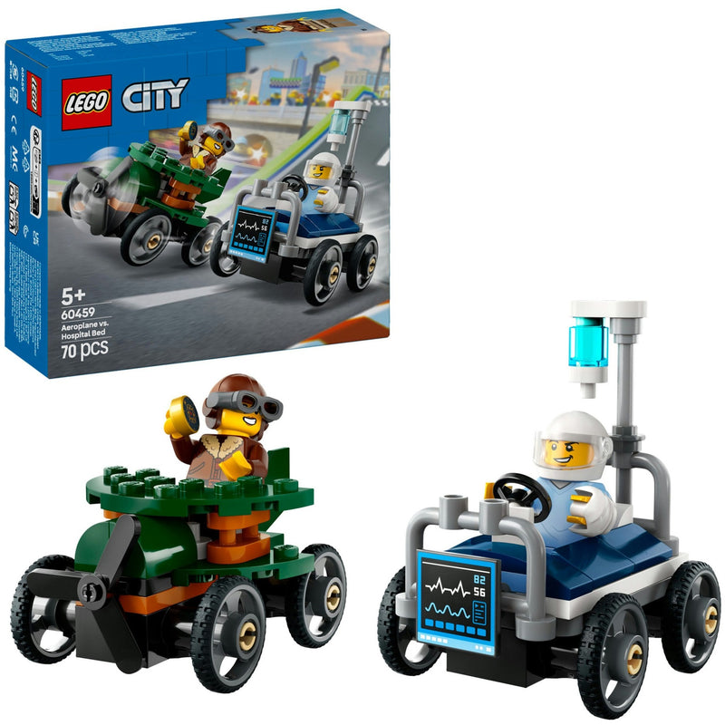 Afbeelding laden in galerijviewer, Lego city - raceautopakket: vliegtuig vs. ziekenhuisbed constructiespeelgoed (60459 | zeepkistenraceset)