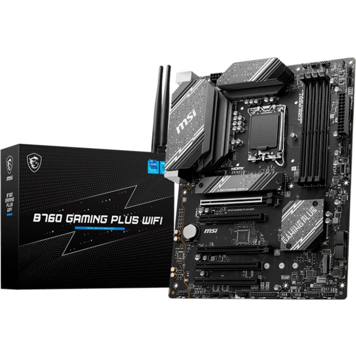 Afbeelding laden in galerijviewer, Msi b760 gaming plus wifi socket 1700 moederbord (grijs zwart, raid, 2.5gb-lan, wi-fi 6e, bt, sound, atx)