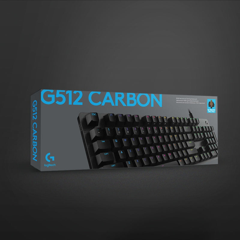 Afbeelding laden in galerijviewer, Logitech g512 carbon lightsync rgb mechanical gaming keyboard (zwart, us-international lay-out (qwerty), gx brown, 100%, rgb leds)