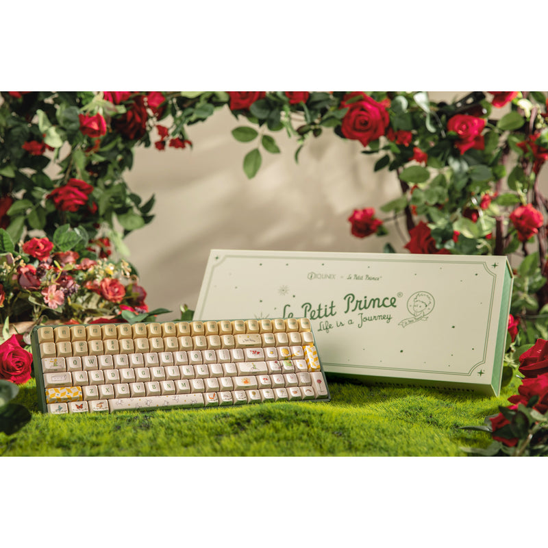 Afbeelding laden in galerijviewer, Iqunix f97 floral date rgb mechanisch gaming toetsenbord (groen, us lay-out (qwerty), gateron red, 96%, rgb leds, hot-swappable, pbt, 2.4ghz | bluetooth 5.1 | usb-c)