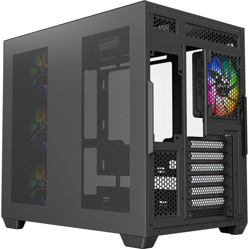 Afbeelding laden in galerijviewer, Xyz pc gear tesseract x midi tower behuizing (zwart | 2x usb-a | 1x usb-c | tempered glass)