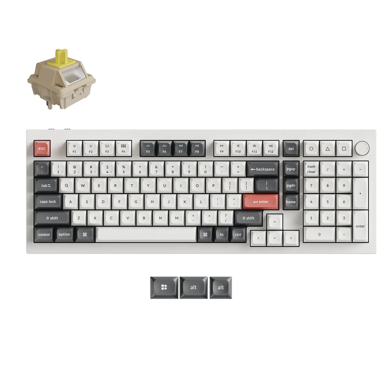 Afbeelding laden in galerijviewer, Keychron q5 ultra-m3 8k wireless custom mechanical keyboard (wit, us lay-out (qwerty), silk pom banana, 96%, rgb, hot swap, 8k, 2.4 ghz | bluetooth 5.2 | usb-c)