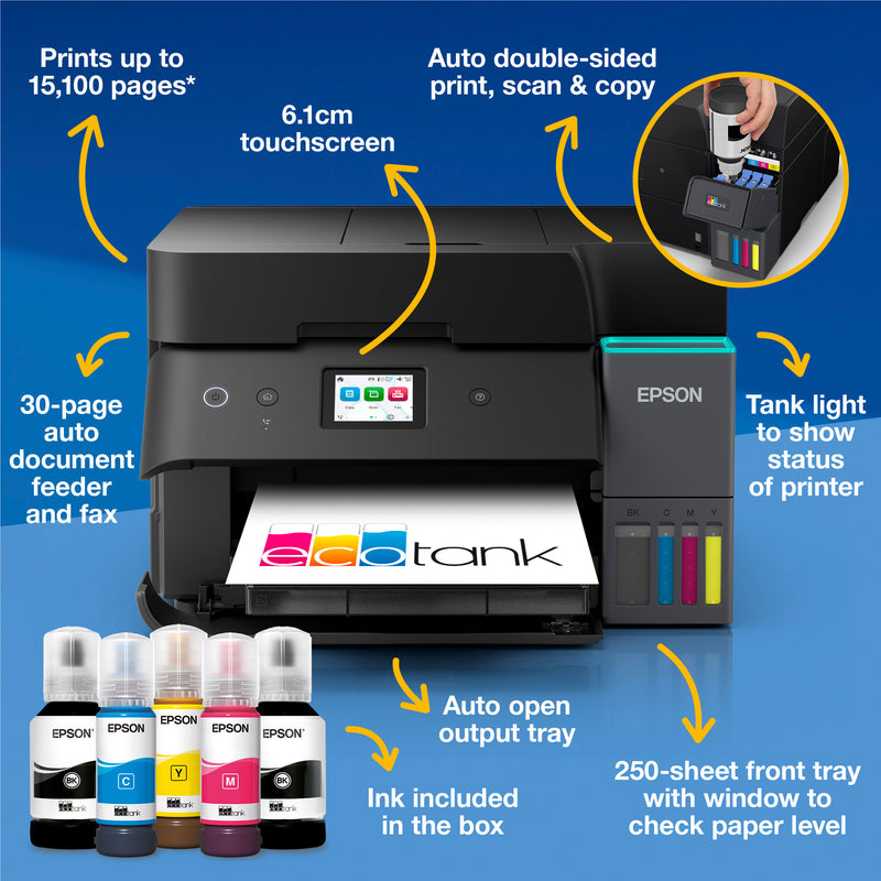 Afbeelding laden in galerijviewer, Epson ecotank et-4950 all-in-one inkjetprinter (zwart, faxen, scannen, kopiëren, wifi, inclusief tot 3 jaar inkt)