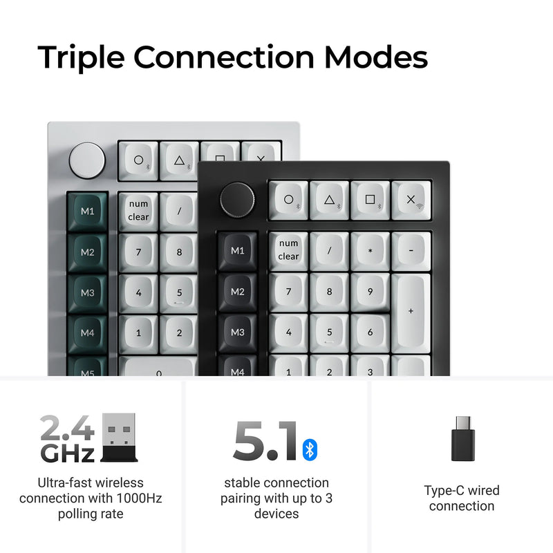 Afbeelding laden in galerijviewer, Keychron q0 he qmk wireless custom number pad rgb mechanisch numpad (zwart, us lay-out (qwerty), gateron double-rail magnetic nebula, hot-swap, rgb, double-shot pbt keycaps)