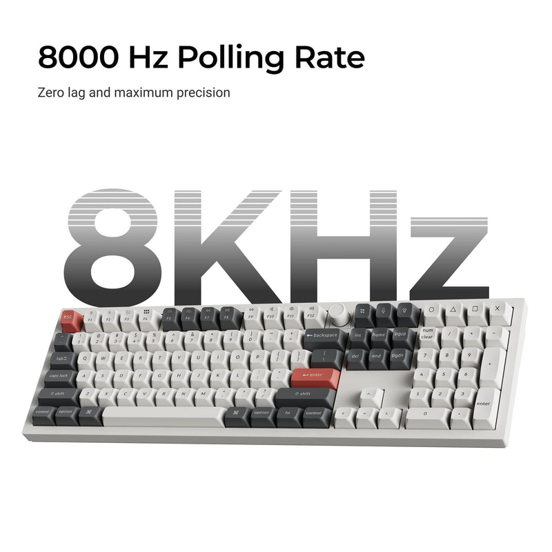 Afbeelding laden in galerijviewer, Keychron q6 ultra-m4 8k wireless custom mechanical keyboard (zwart, us lay-out (qwerty), silk pom banana, 100%, rgb, hot swap, 8k, 2.4 ghz bluetooth 5.2 usb-c)