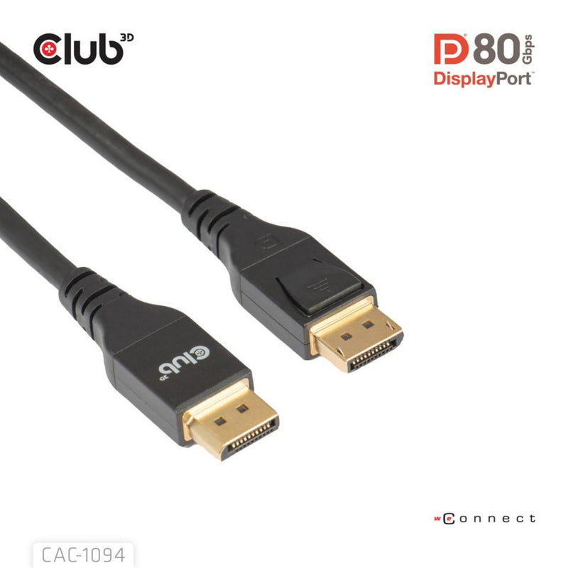 Afbeelding laden in galerijviewer, Club 3d gecertificeerde displayport 2.1 kabel (zwart, 2 meter, 10k)