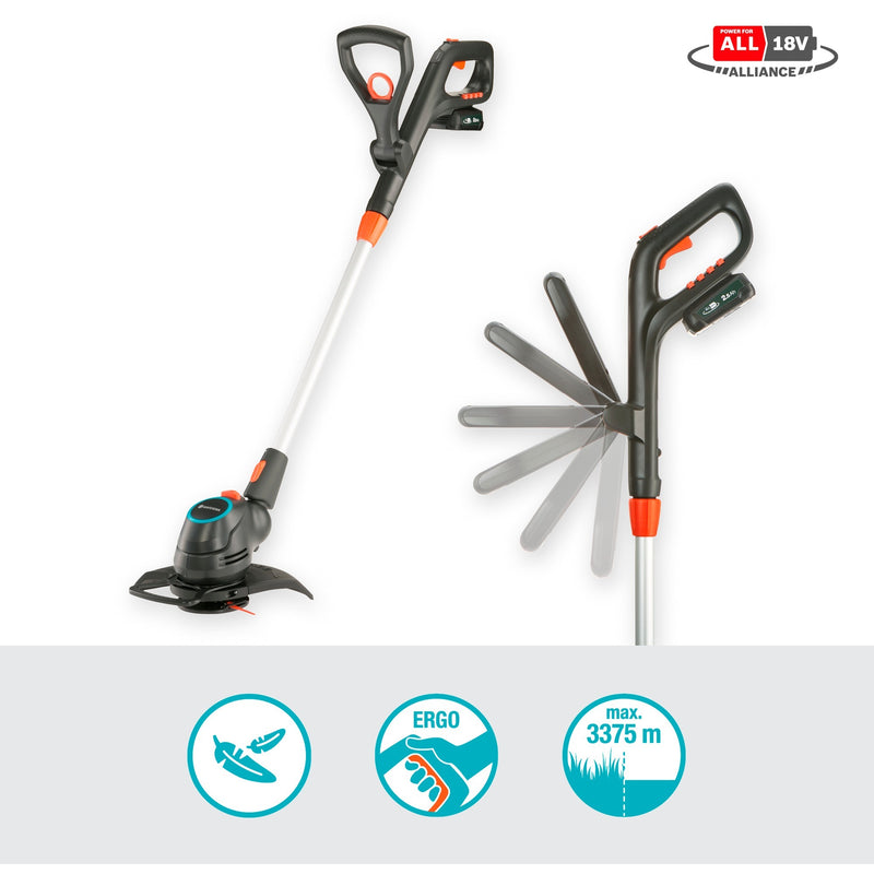 Afbeelding laden in galerijviewer, Gardena comfortcut 23 18v p4a set grastrimmer (grijs oranje, 14701-20, accu inbegrepen)