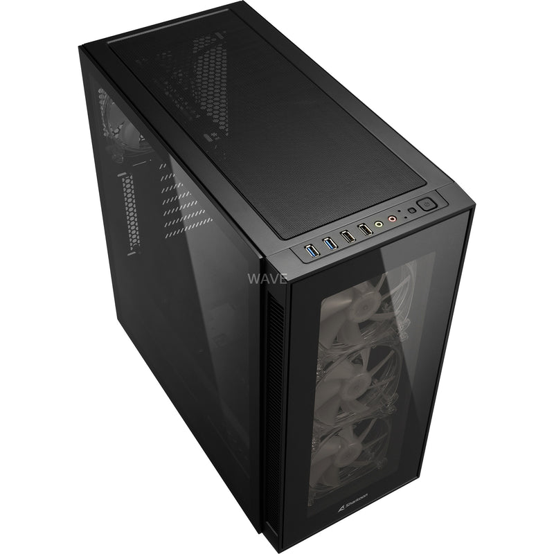 Afbeelding laden in galerijviewer, Sharkoon tg5 pro rgb midi tower behuizing (zwart | 4x usb-a | rgb | tempered glass)