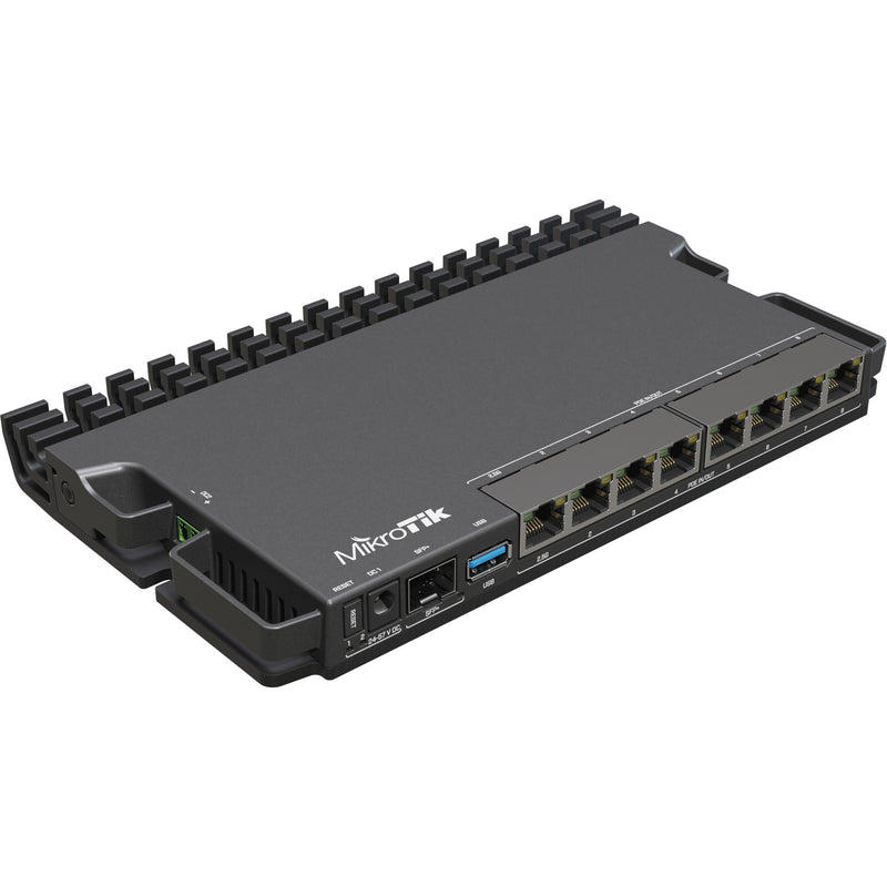 Afbeelding laden in galerijviewer, Mikrotik heavy-duty rb5009 router (rb5009upr+s+in) (zwart, marvell armada 7040 cpu, poe, sfp+)