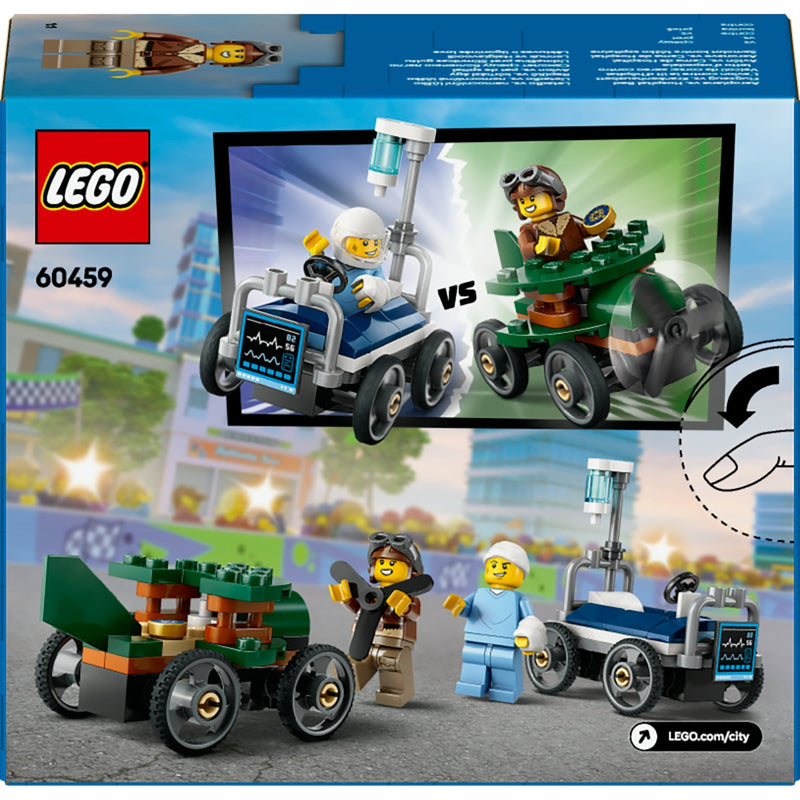 Afbeelding laden in galerijviewer, Lego city - raceautopakket: vliegtuig vs. ziekenhuisbed constructiespeelgoed (60459 | zeepkistenraceset)