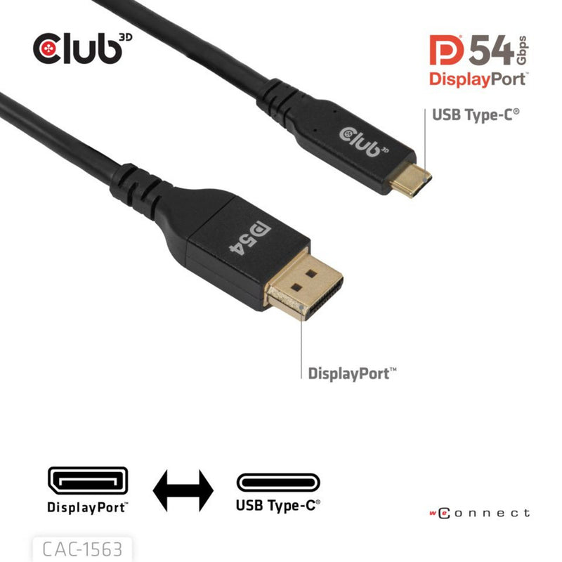 Afbeelding laden in galerijviewer, Club 3d usb-c naar displayport 2.1 kabel (zwart, 2 meter)