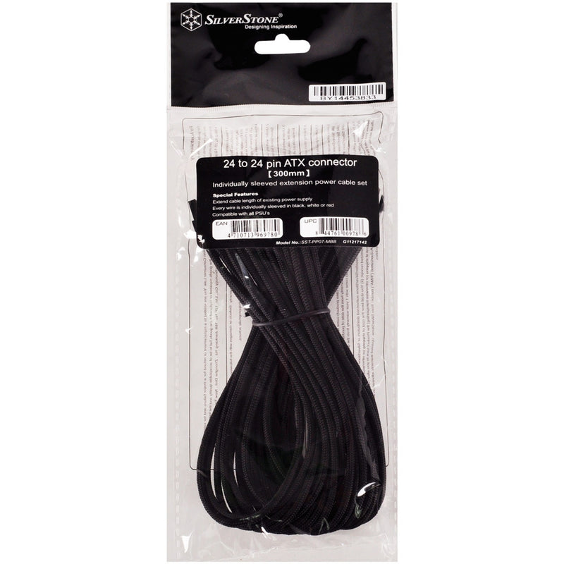 Afbeelding laden in galerijviewer, Silverstone 24-pin atx verlengkabel (zwart, 30 centimeter, pp07-mbb)