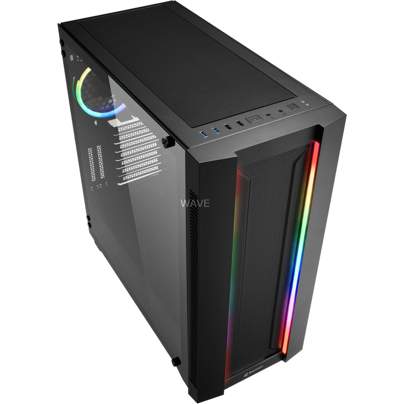 Afbeelding laden in galerijviewer, Sharkoon elite shark ca200m big tower behuizing (zwart | 4x usb-a | tempered glass)