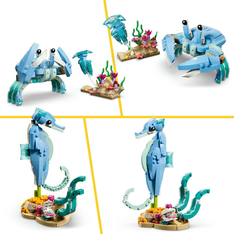 Afbeelding laden in galerijviewer, Lego ® creator 3in1 zeedieren: prachtige dolfijnen - bouw om tot een zeepaardje of krab - 31385