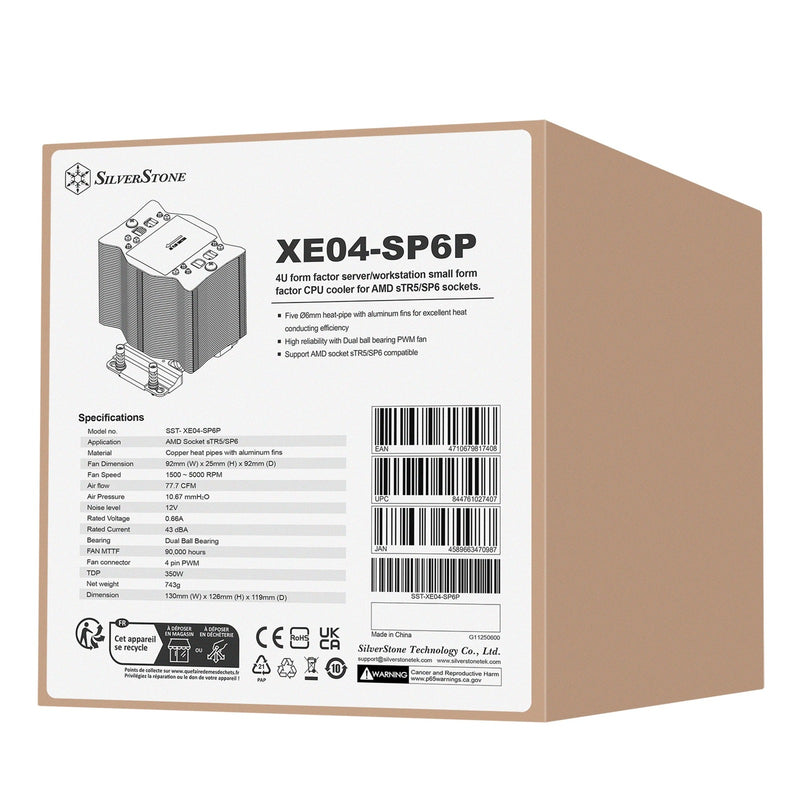 Afbeelding laden in galerijviewer, Silverstone sst-xe04-sp6p cpu-koeler (4-pins pwm fan-connector)