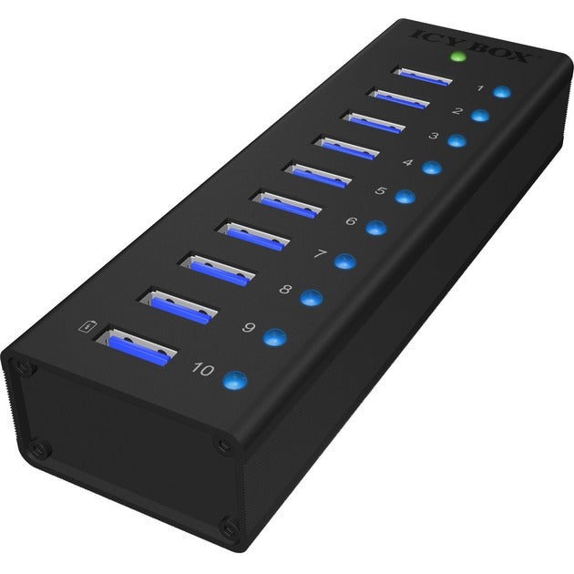 Afbeelding laden in galerijviewer, Icy box ib-ac6110 usb-hub (zwart, 10x usb 3.0 poorten)