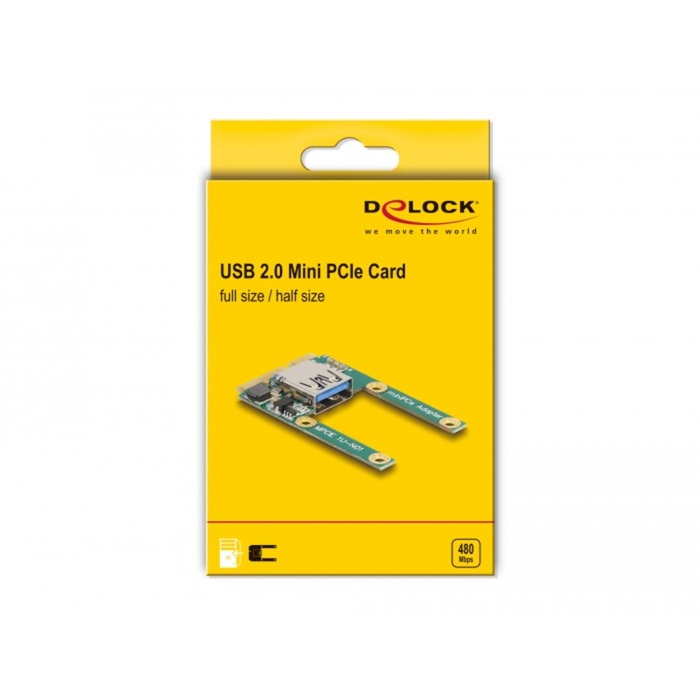 Afbeelding laden in galerijviewer, Delock mini pcie i o 1 x usb 2.0 type-a female full size half size controller