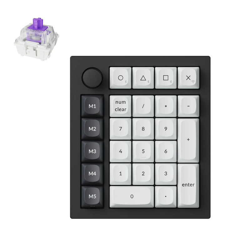 Afbeelding laden in galerijviewer, Keychron q0 he qmk wireless custom number pad rgb mechanisch numpad (zwart, us lay-out (qwerty), gateron double-rail magnetic nebula, hot-swap, rgb, double-shot pbt keycaps)