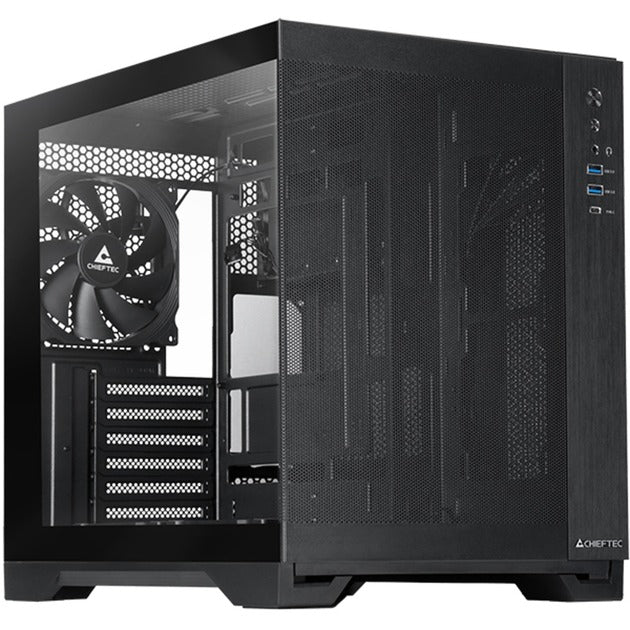 Afbeelding laden in galerijviewer, Chieftec visio air midi tower behuizing (zwart | 2x usb-a | 1x usb-c | tempered glass)