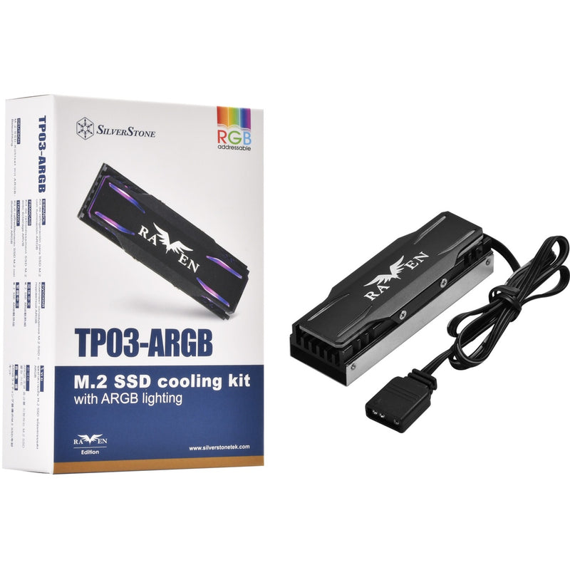 Afbeelding laden in galerijviewer, Silverstone tp03-argb heatsink (zwart, geschikt voor m.2 2280 ssd)