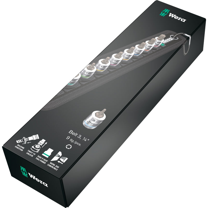 Afbeelding laden in galerijviewer, Wera riem a3 torx hf zyklop bitmoerenset met houderfunctie, 1 4 aandrijving dopsleutel (zwart zilver)